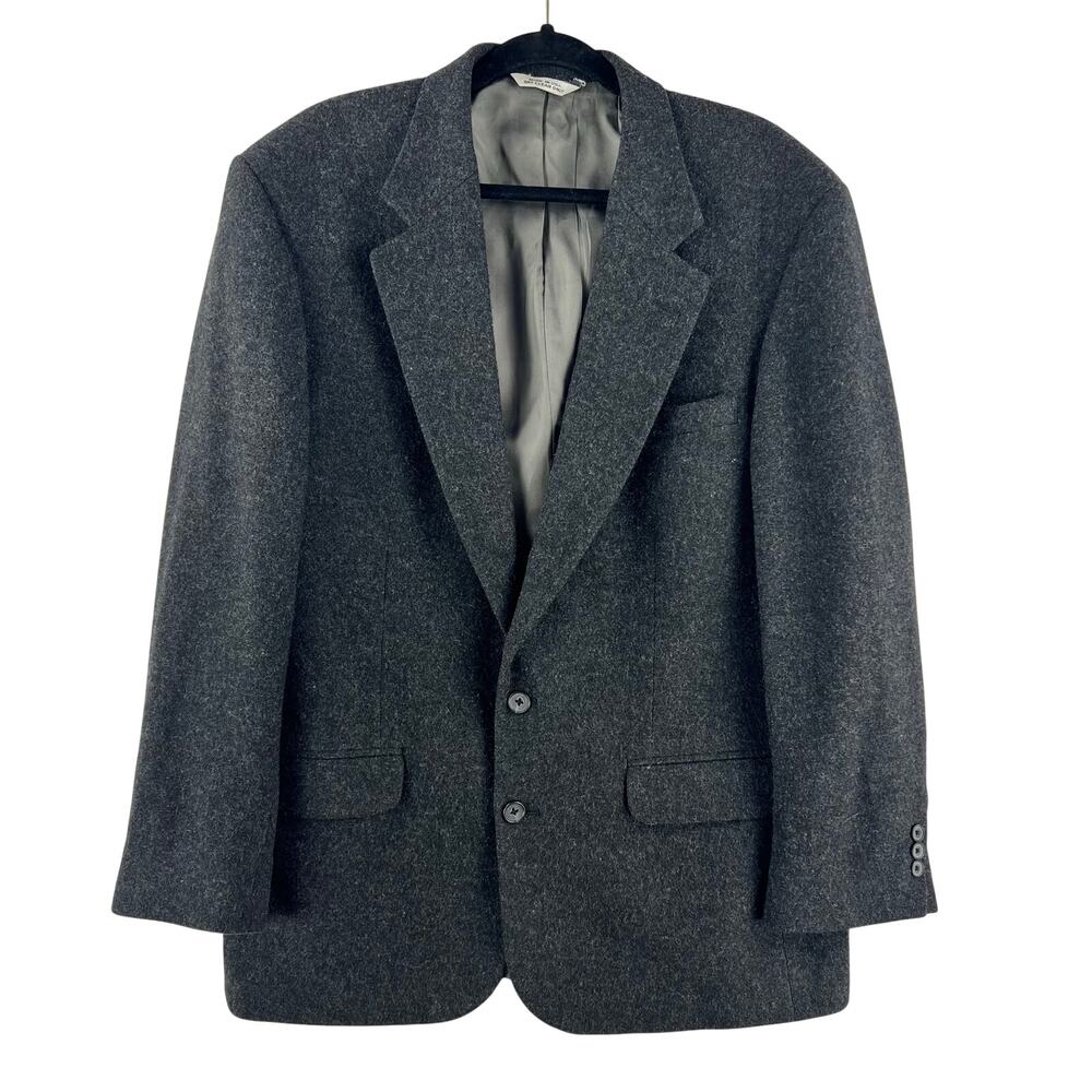AKA 90s Eddie Bauer Mens Wool Sport Coat 42R Charcoal Gray Two-Button Made USA